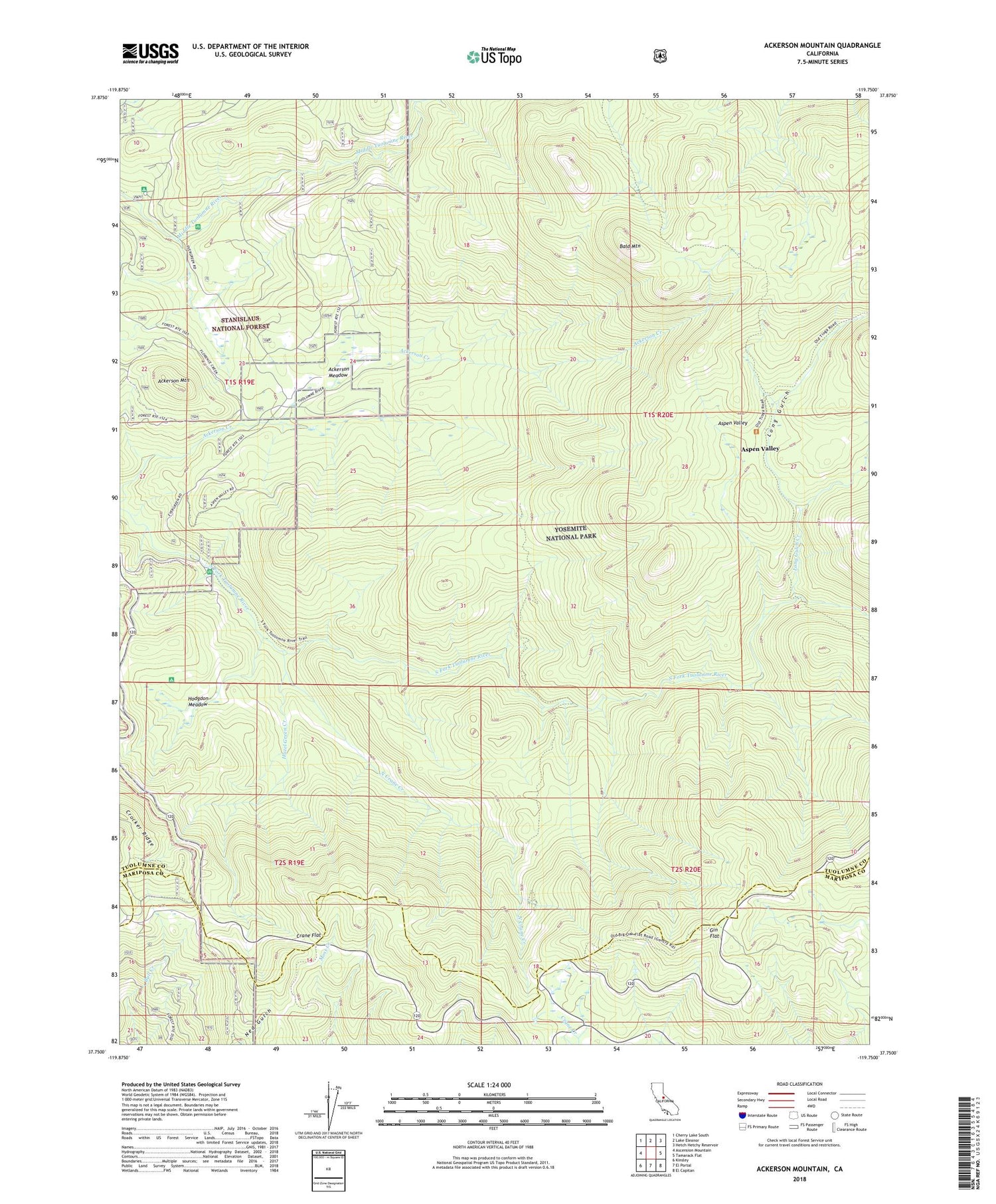 Ackerson Mountain California US Topo Map Image