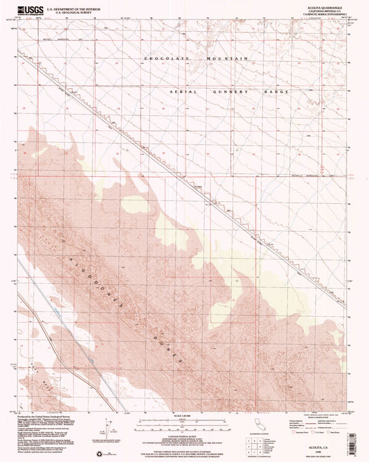 Classic USGS Acolita California 7.5'x7.5' Topo Map Image