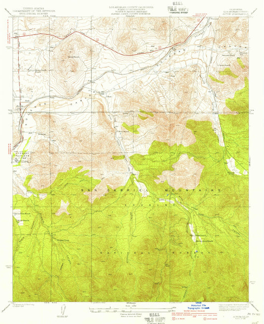 Classic USGS Acton California 7.5'x7.5' Topo Map Image