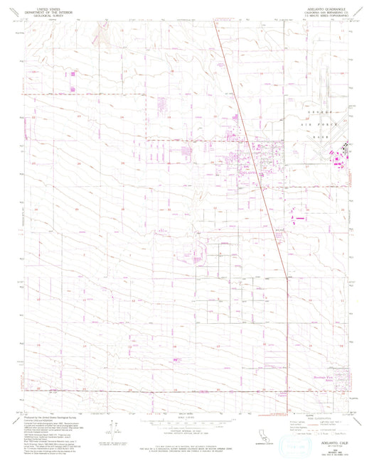 Classic USGS Adelanto California 7.5'x7.5' Topo Map Image