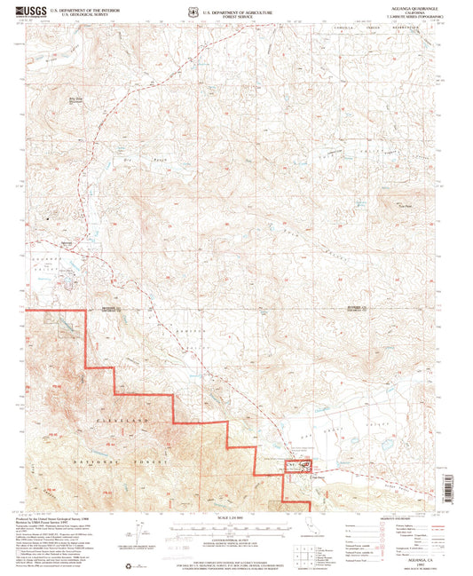 Classic USGS Aguanga California 7.5'x7.5' Topo Map Image