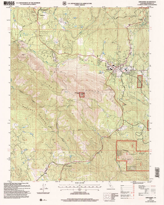 Classic USGS Ahwahnee California 7.5'x7.5' Topo Map Image