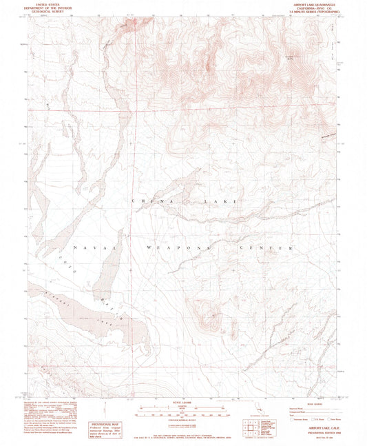 Classic USGS Airport Lake California 7.5'x7.5' Topo Map Image