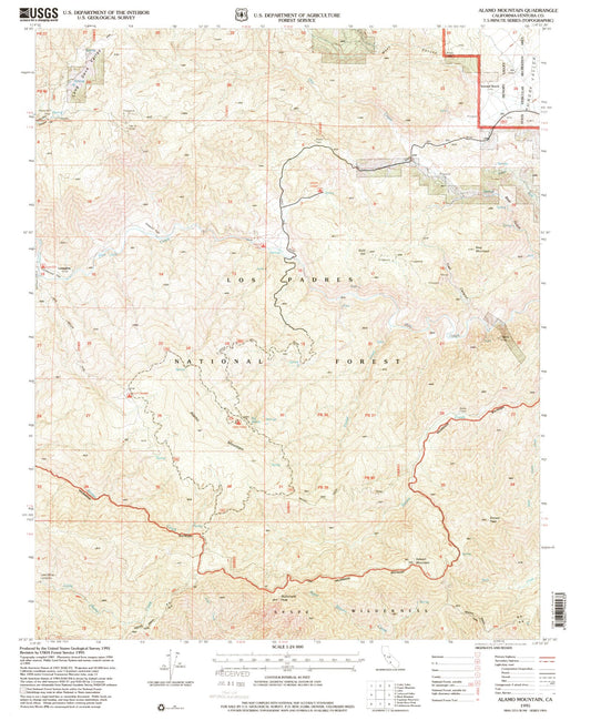 Classic USGS Alamo Mountain California 7.5'x7.5' Topo Map Image