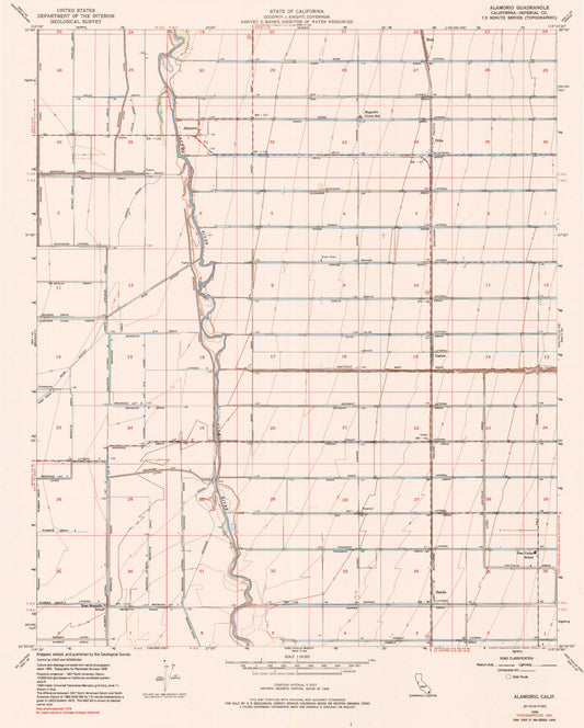 Classic USGS Alamorio California 7.5'x7.5' Topo Map Image