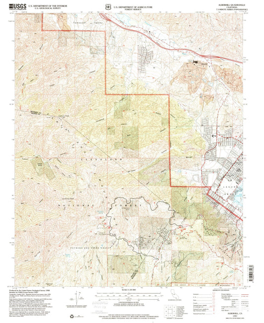 Classic USGS Alberhill California 7.5'x7.5' Topo Map Image