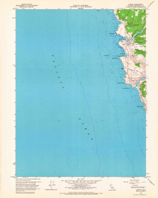 Classic USGS Albion California 7.5'x7.5' Topo Map Image