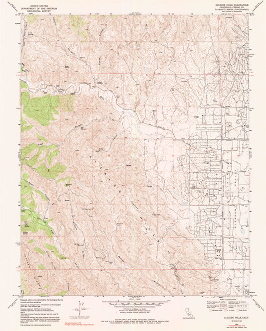 Classic USGS Alcalde Hills California 7.5'x7.5' Topo Map Image