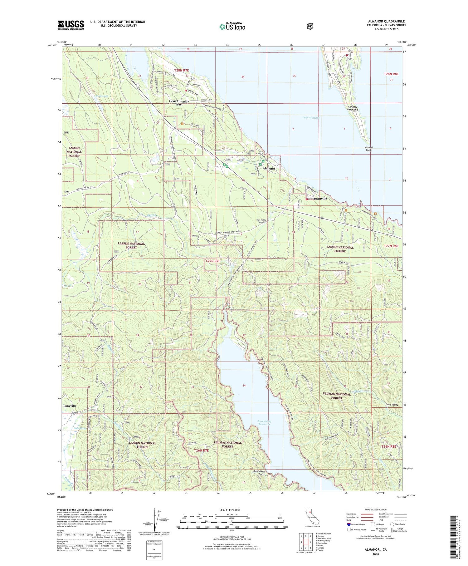 Almanor California US Topo Map Image