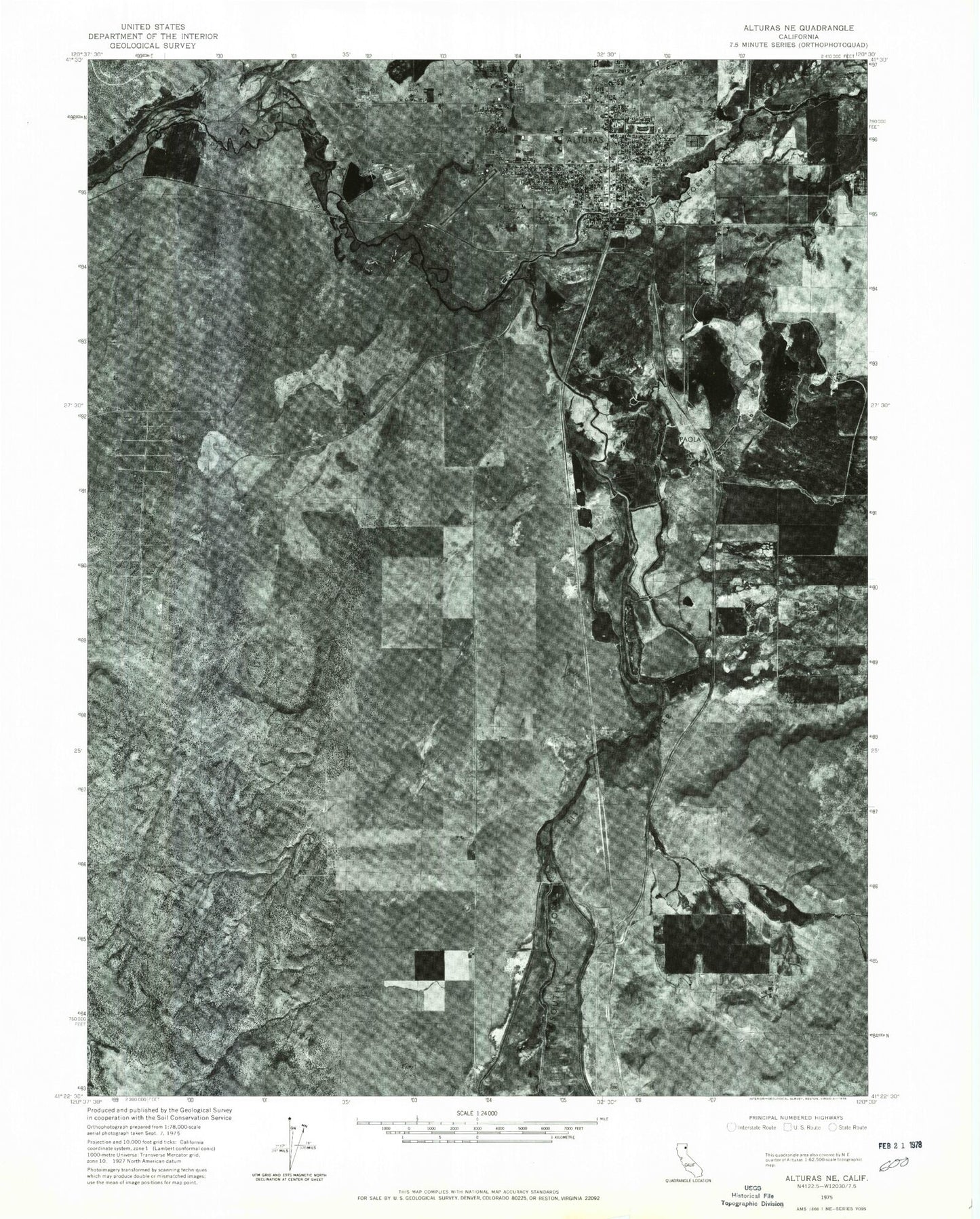 Classic USGS Alturas California 7.5'x7.5' Topo Map Image