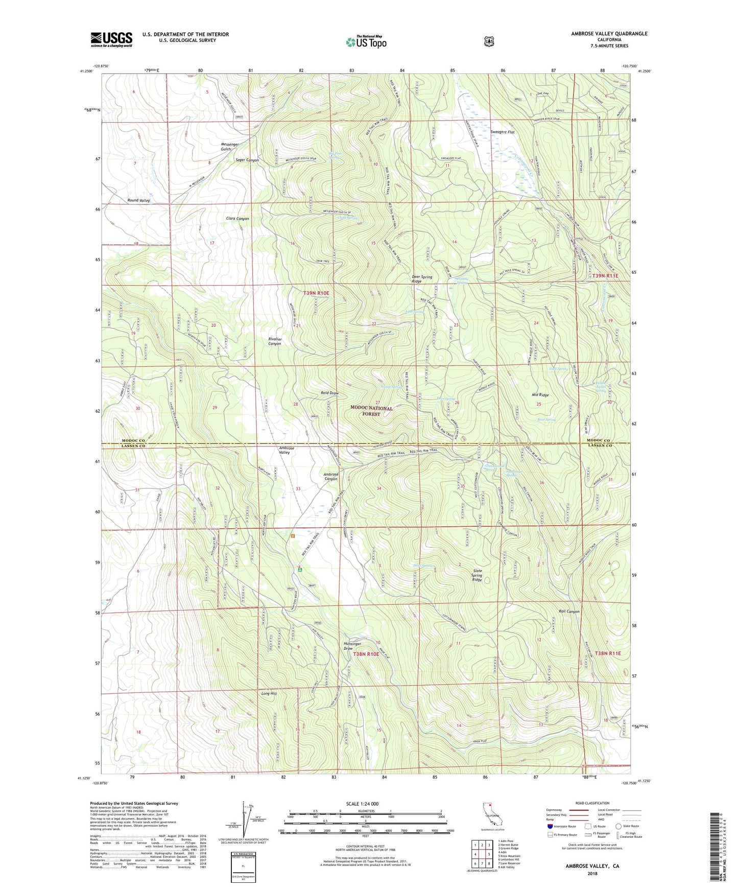 Ambrose Valley California US Topo Map Image