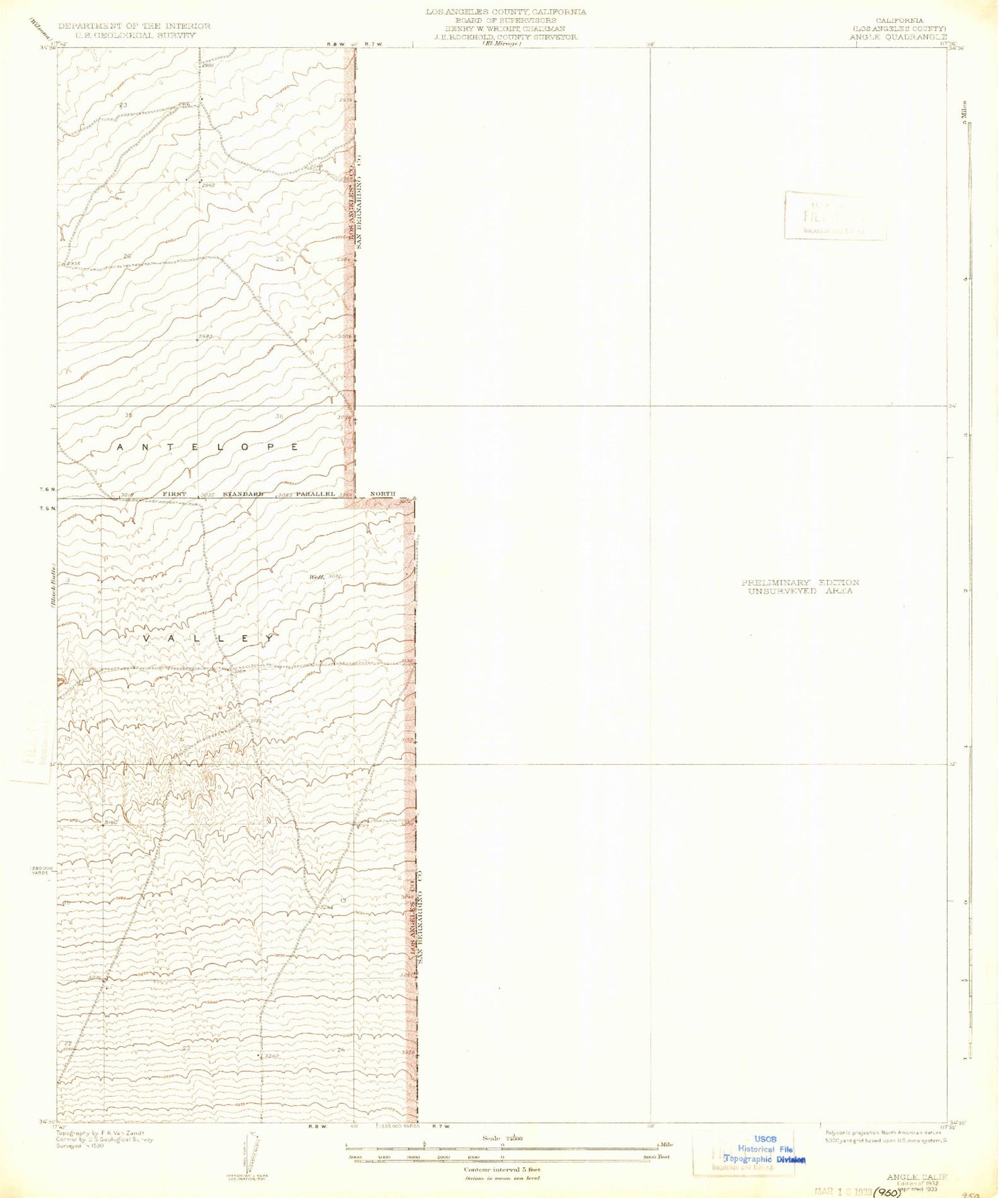 Classic USGS Angle California 7.5'x7.5' Topo Map Image