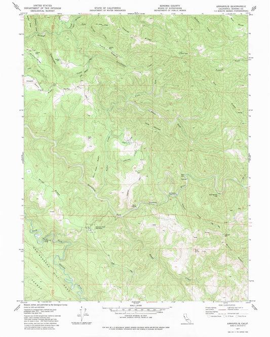 Classic USGS Annapolis California 7.5'x7.5' Topo Map Image