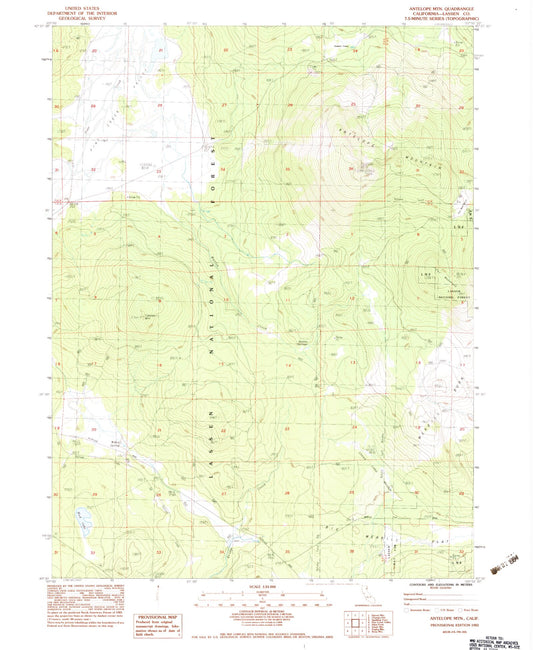 Classic USGS Antelope Mountain California 7.5'x7.5' Topo Map Image
