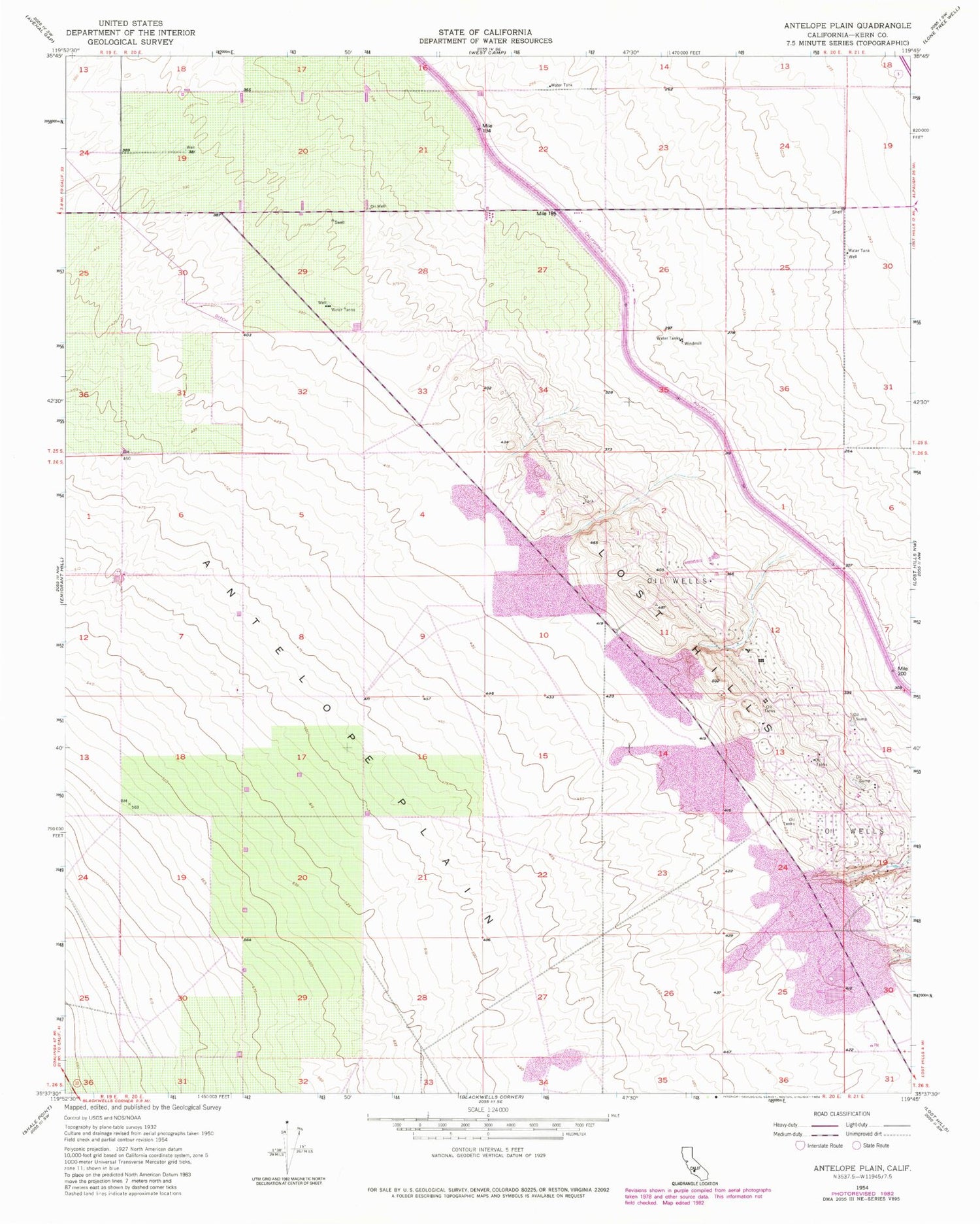 Classic USGS Antelope Plain California 7.5'x7.5' Topo Map Image