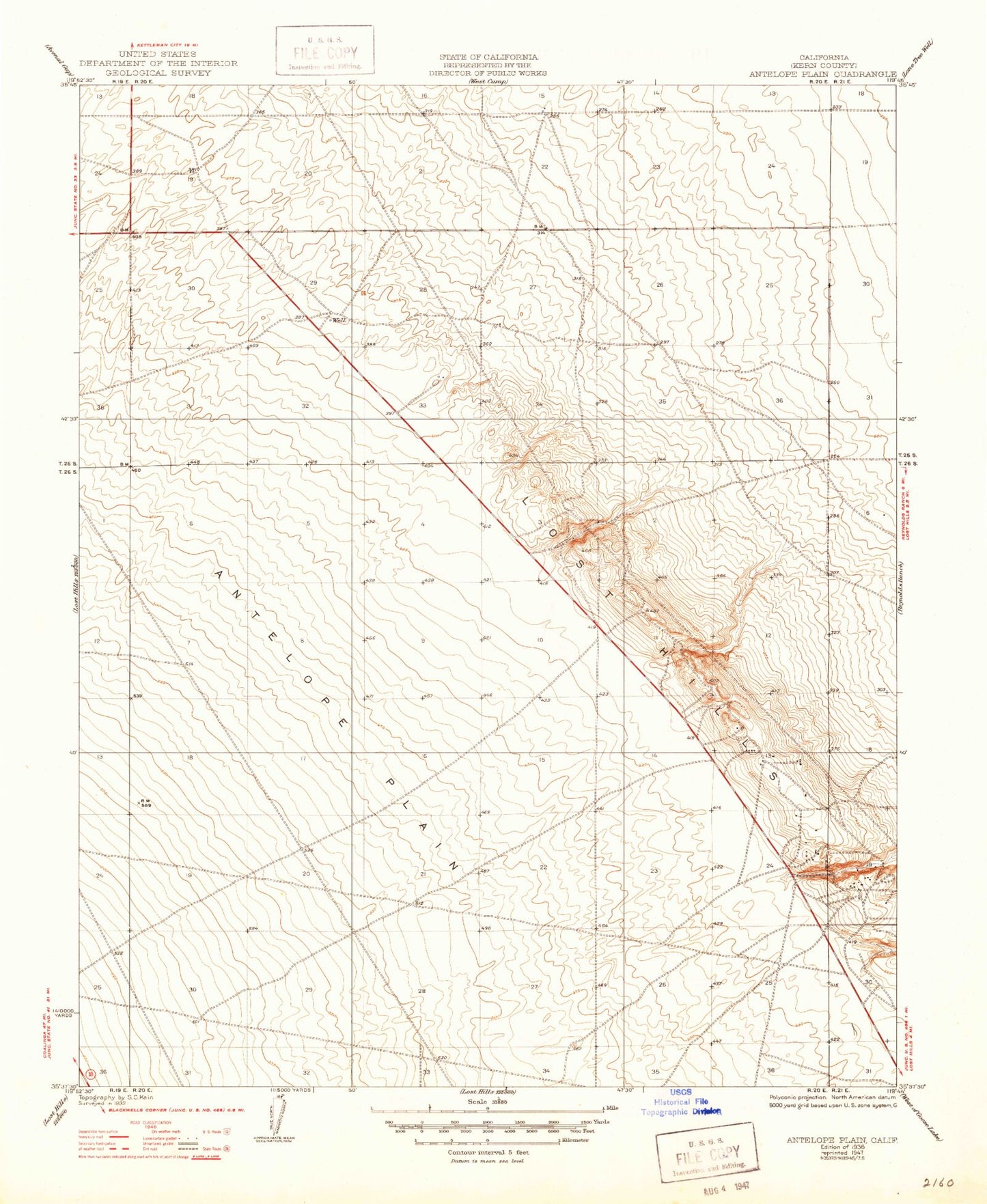 Classic USGS Antelope Plain California 7.5'x7.5' Topo Map Image