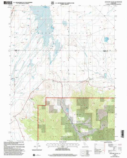 Classic USGS Antelope Valley California 7.5'x7.5' Topo Map Image