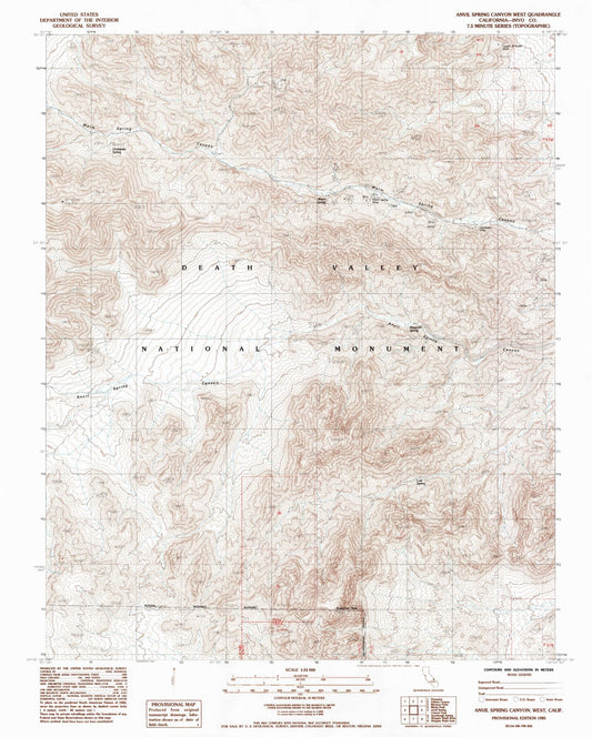 Classic USGS Anvil Spring Canyon West California 7.5'x7.5' Topo Map Image