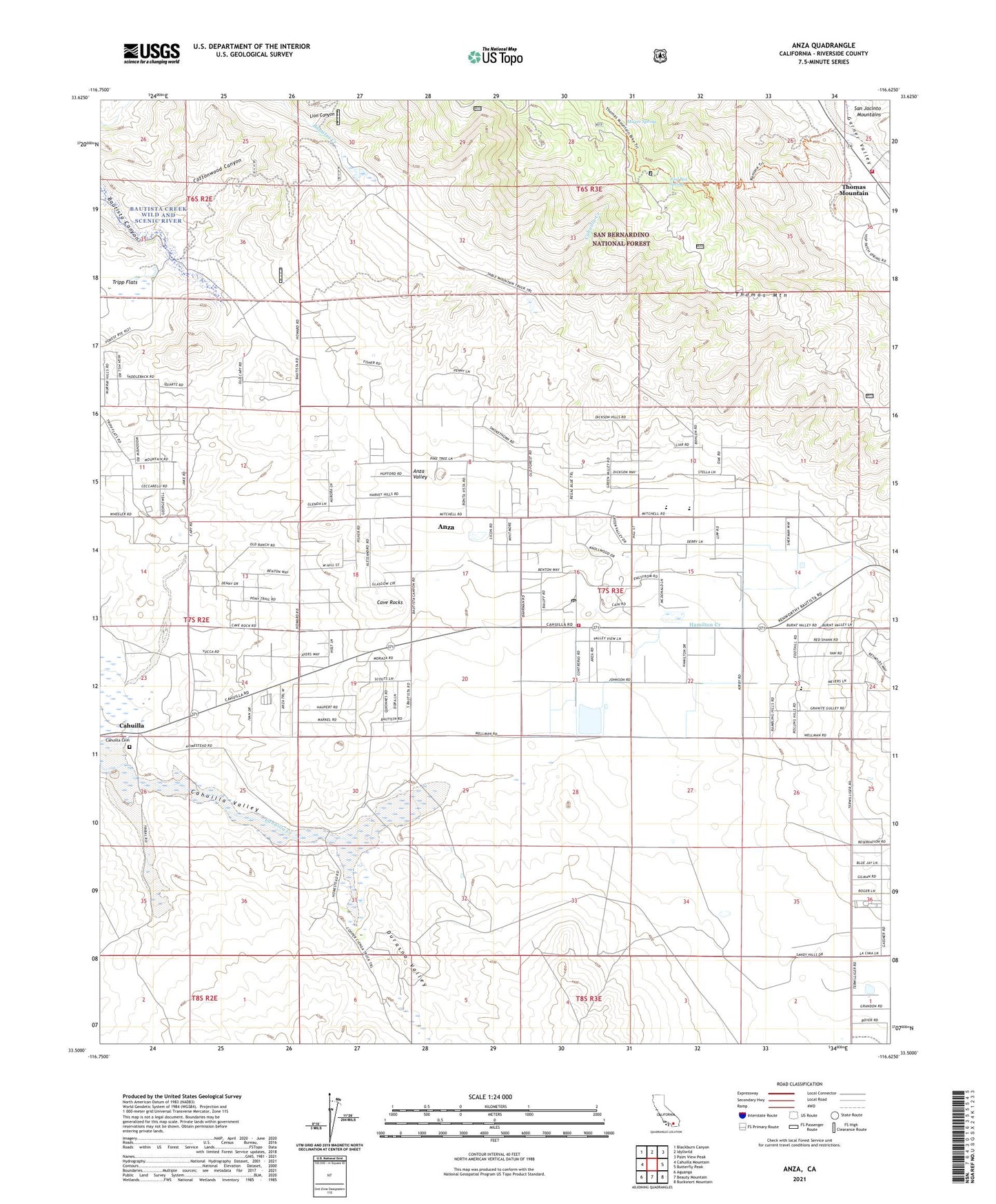 Anza California US Topo Map Image