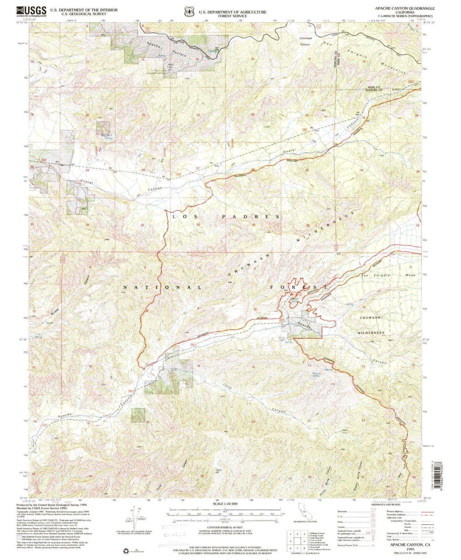 Classic USGS Apache Canyon California 7.5'x7.5' Topo Map Image