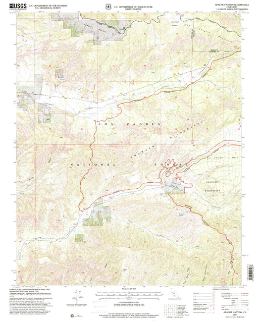 Classic USGS Apache Canyon California 7.5'x7.5' Topo Map Image