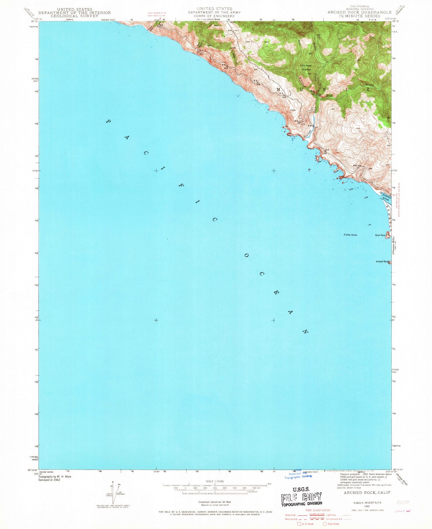 Classic USGS Arched Rock California 7.5'x7.5' Topo Map Image