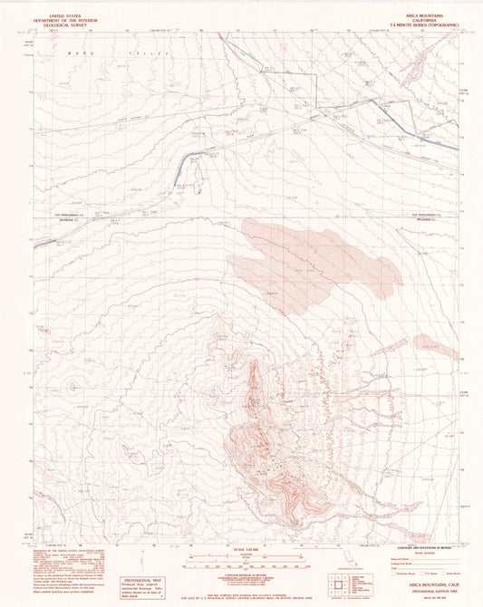 Classic USGS Arica Mountains California 7.5'x7.5' Topo Map Image
