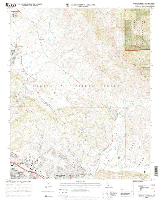 Classic USGS Arroyo Grande NE California 7.5'x7.5' Topo Map Image