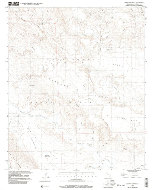 Classic USGS Arroyo Tapiado California 7.5'x7.5' Topo Map Image