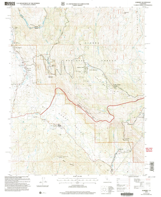 Classic USGS Auberry California 7.5'x7.5' Topo Map Image