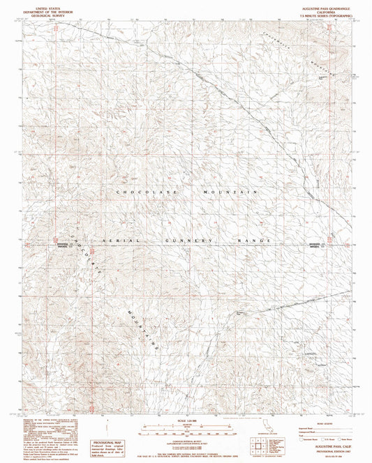 Classic USGS Augustine Pass California 7.5'x7.5' Topo Map Image
