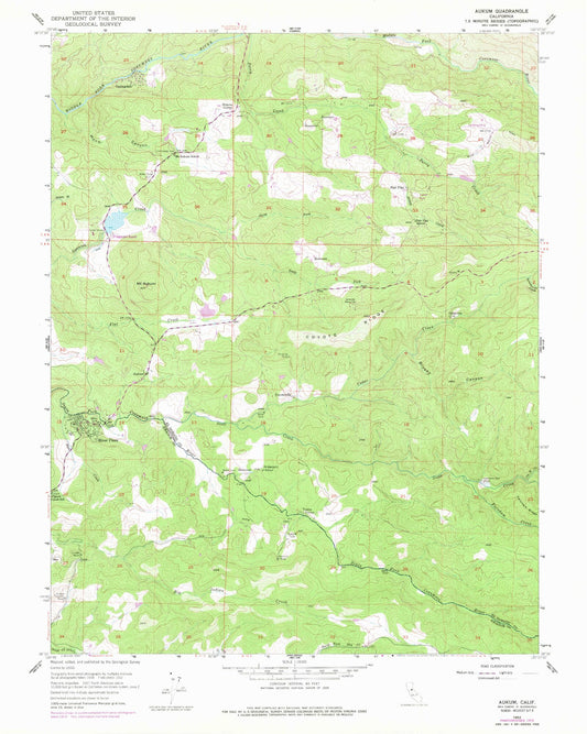 Classic USGS Aukum California 7.5'x7.5' Topo Map Image