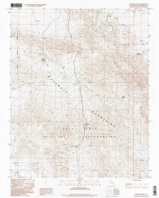 Classic USGS Avawatz Pass California 7.5'x7.5' Topo Map Image
