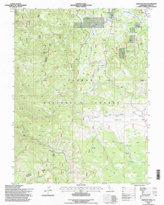 Classic USGS Babcock Peak California 7.5'x7.5' Topo Map Image