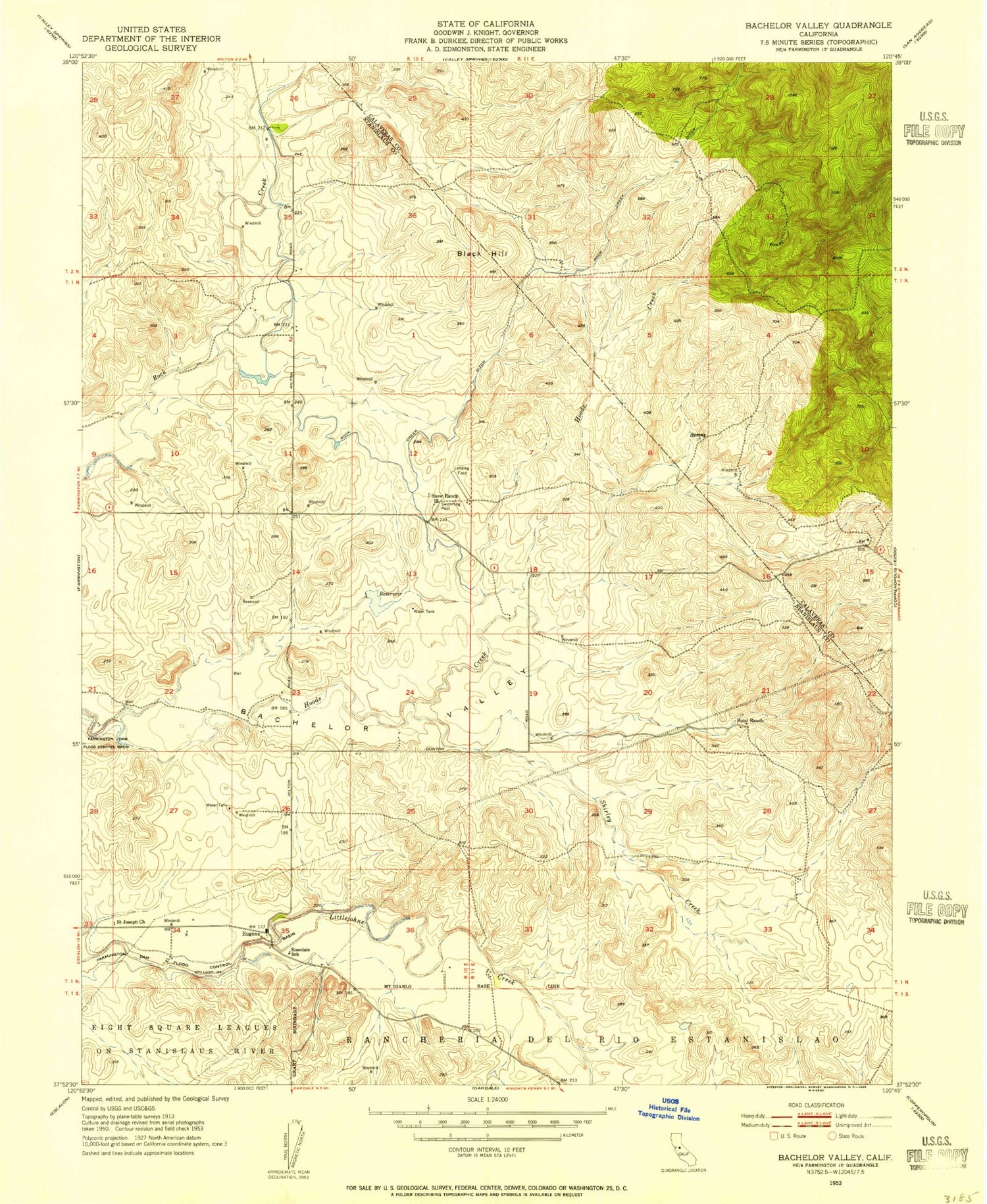 Classic USGS Bachelor Valley California 7.5'x7.5' Topo Map Image