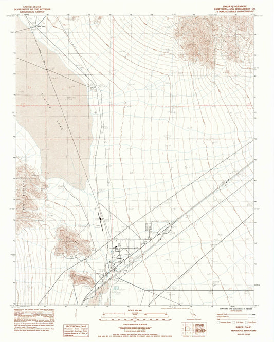 Classic USGS Baker California 7.5'x7.5' Topo Map Image