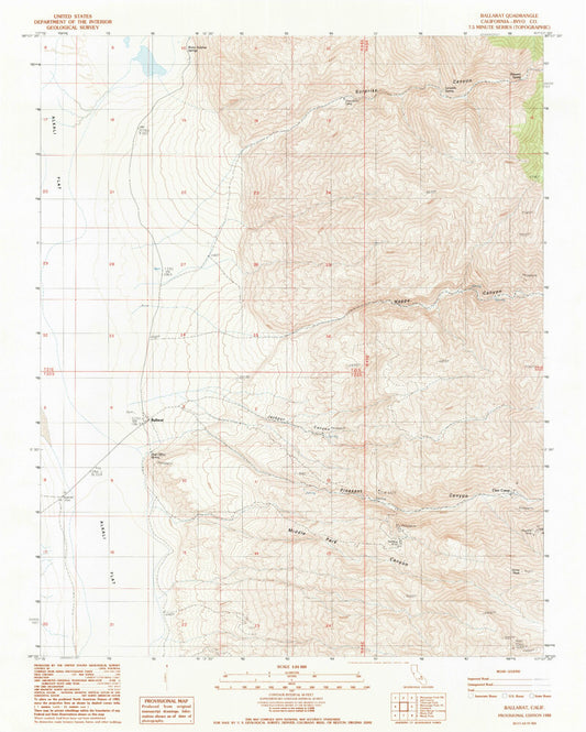 Classic USGS Ballarat California 7.5'x7.5' Topo Map Image