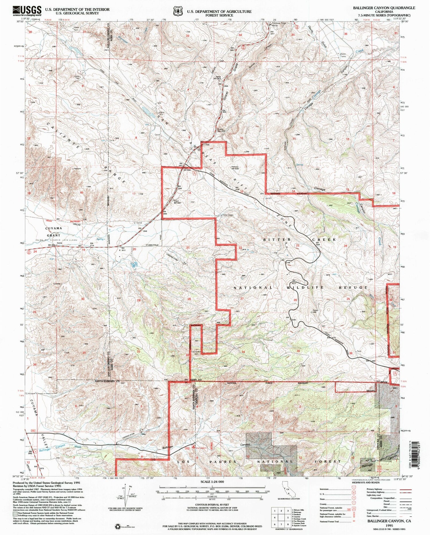 Classic USGS Ballinger Canyon California 7.5'x7.5' Topo Map Image