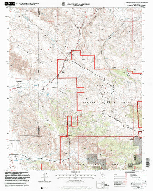 Classic USGS Ballinger Canyon California 7.5'x7.5' Topo Map Image