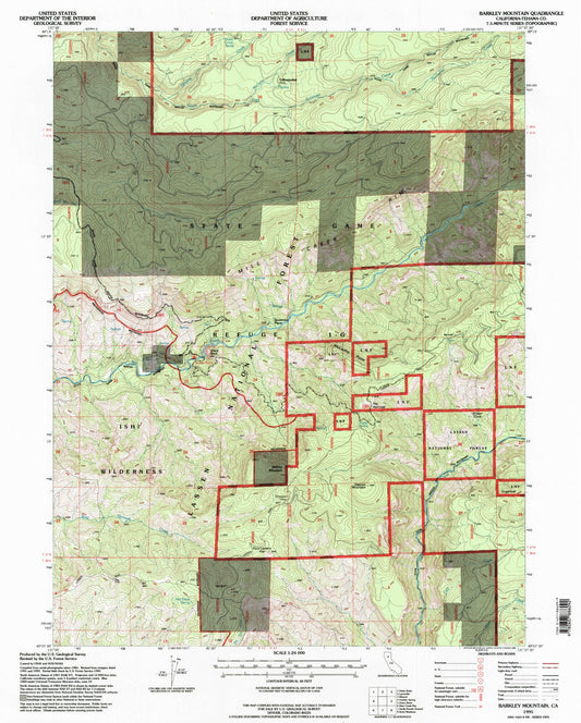 Classic USGS Barkley Mountain California 7.5'x7.5' Topo Map Image