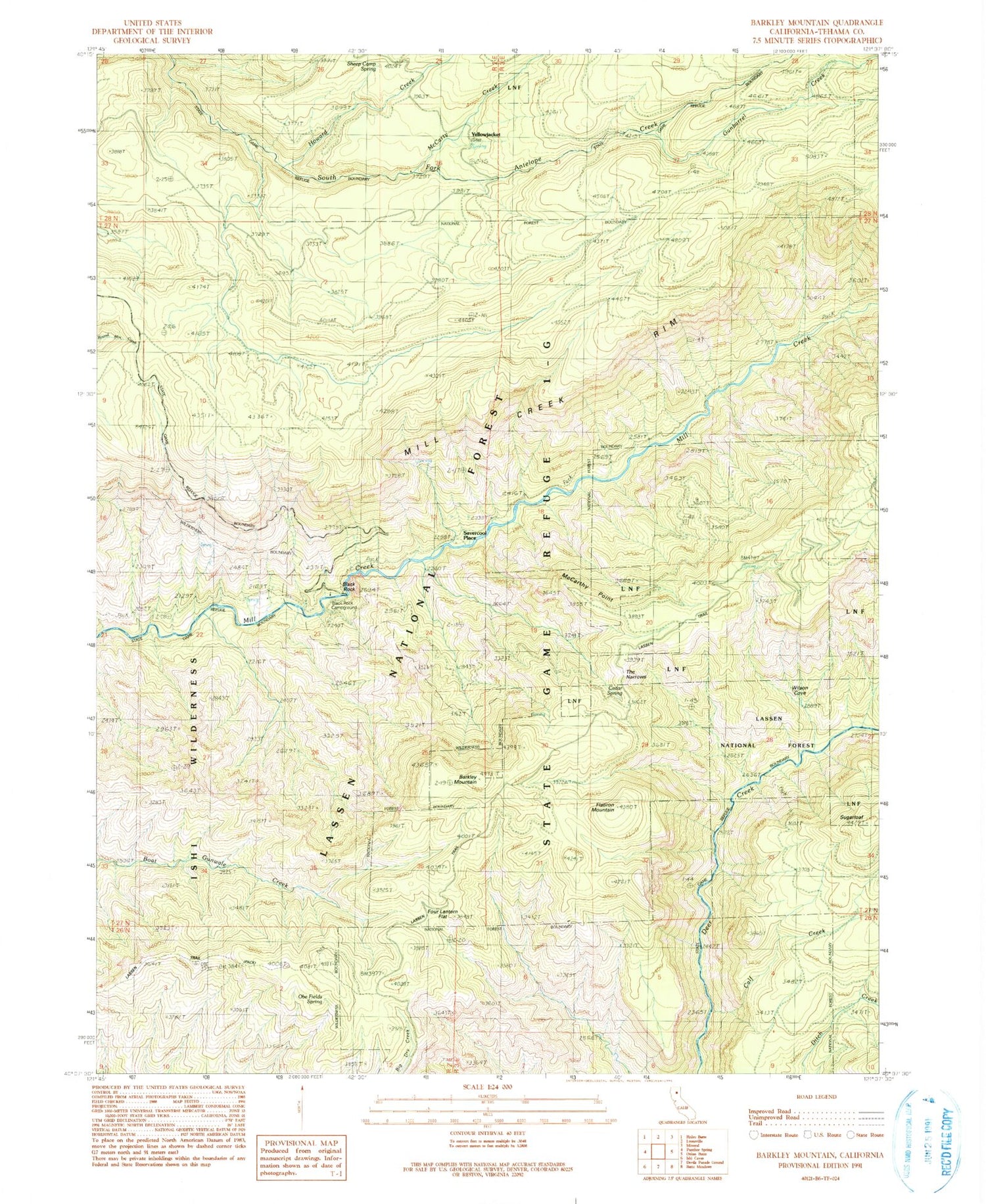 Classic USGS Barkley Mountain California 7.5'x7.5' Topo Map Image
