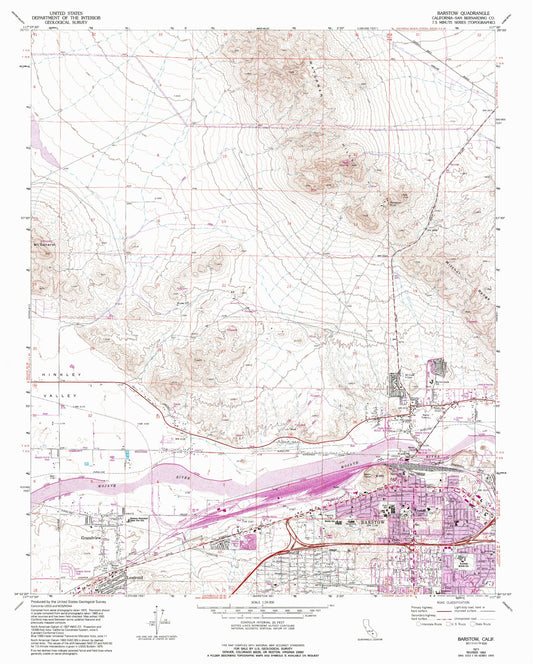 Classic USGS Barstow California 7.5'x7.5' Topo Map Image