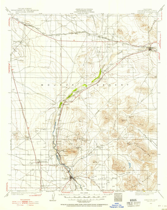 Historic 1932 Barstow California 30'x30' Topo Map Image