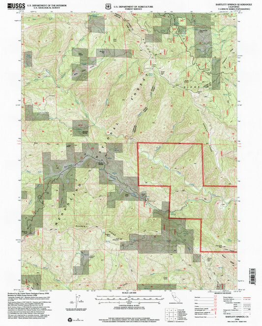 Classic USGS Bartlett Springs California 7.5'x7.5' Topo Map Image