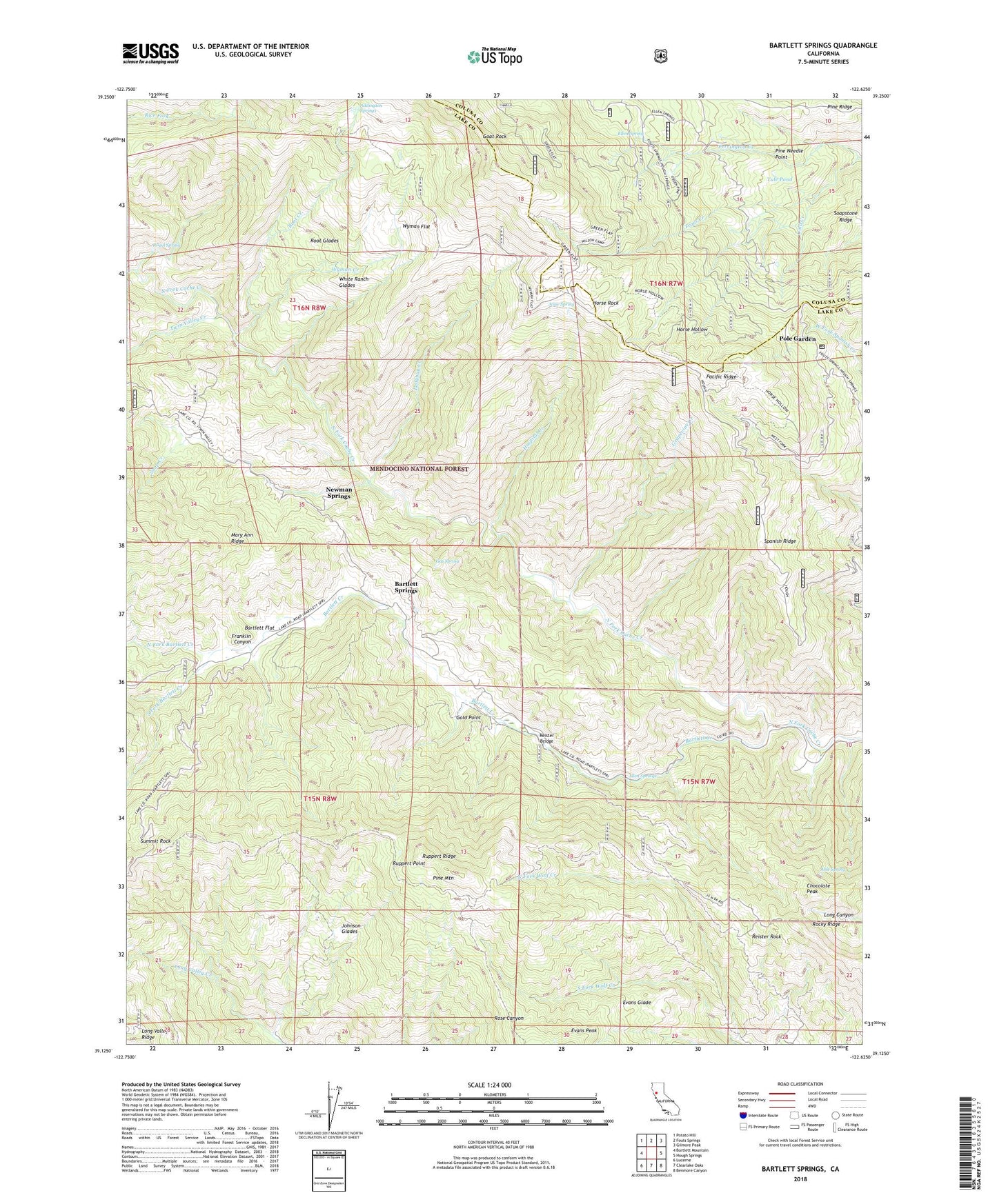 Bartlett Springs California US Topo Map Image