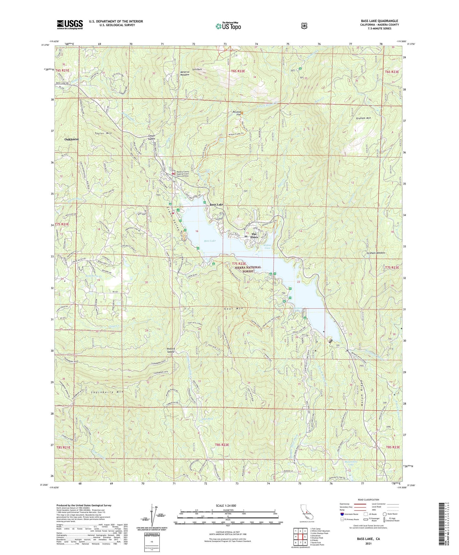 Bass Lake California US Topo Map Image