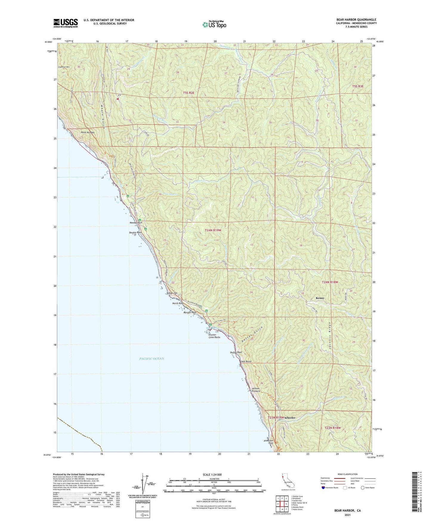 Bear Harbor California US Topo Map Image