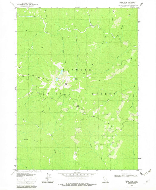 Classic USGS Bear Peak California 7.5'x7.5' Topo Map Image