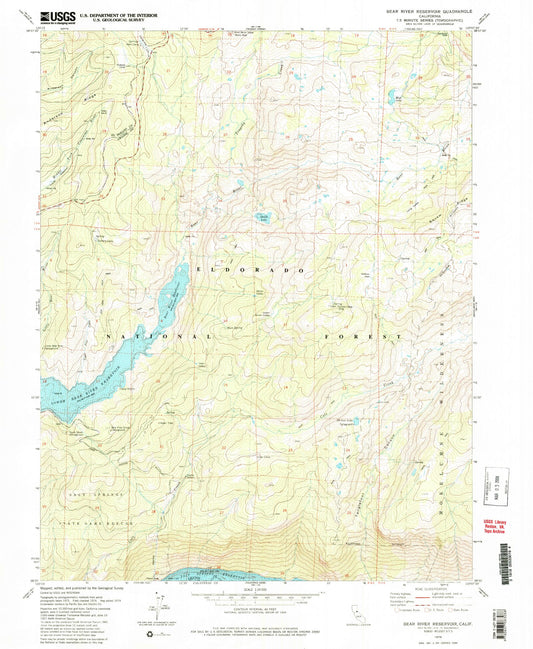 Classic USGS Bear River Reservoir California 7.5'x7.5' Topo Map Image