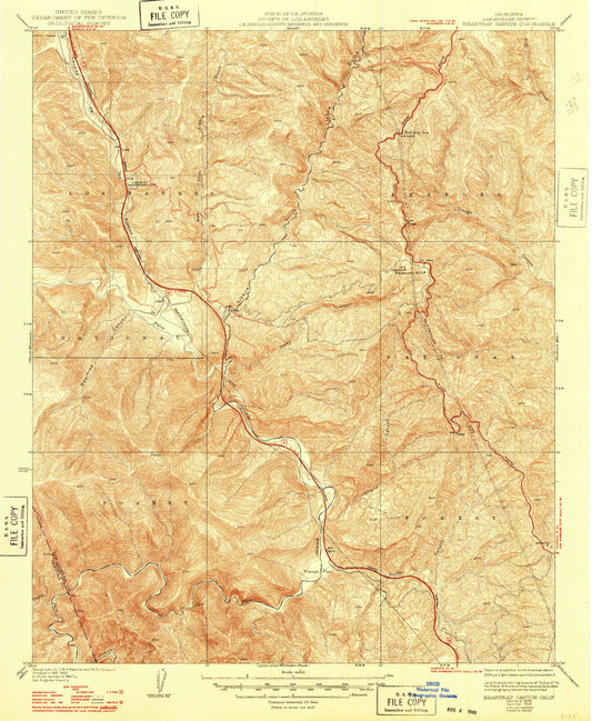 Classic USGS Beartrap Canyon California 7.5'x7.5' Topo Map Image